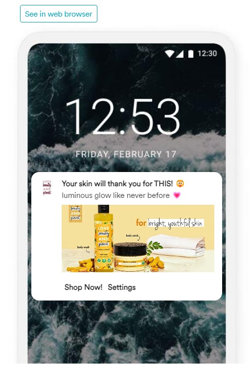 Love Beauty & Planet Web Push Notification 2